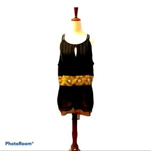 Witchy Whimsigoth black and orange accent tank‎ L